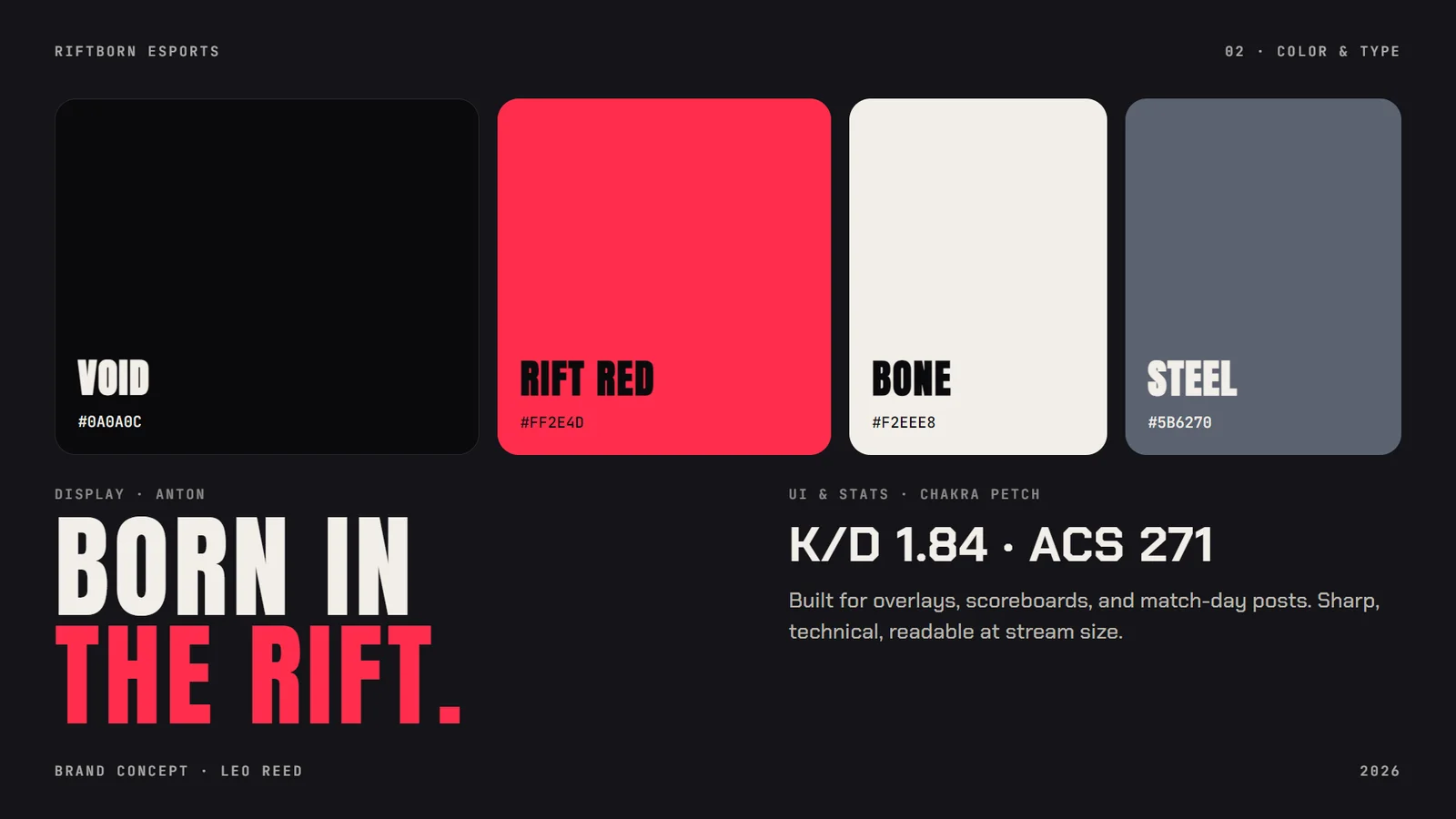 Riftborn: esports organization: Color & type