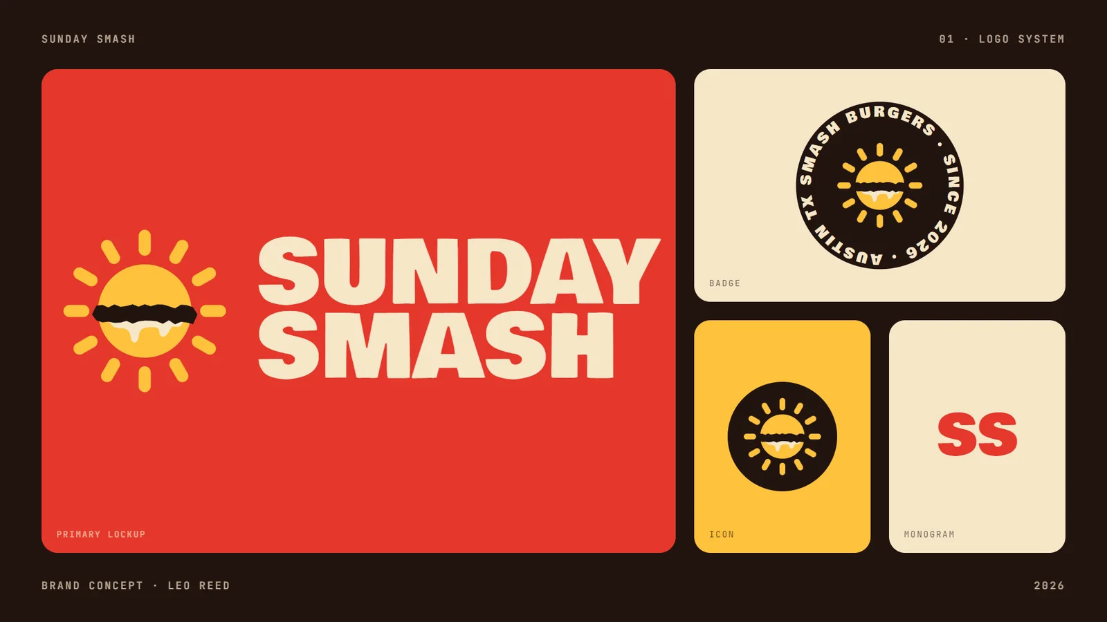 Sunday Smash: smash burger joint: Logo system
